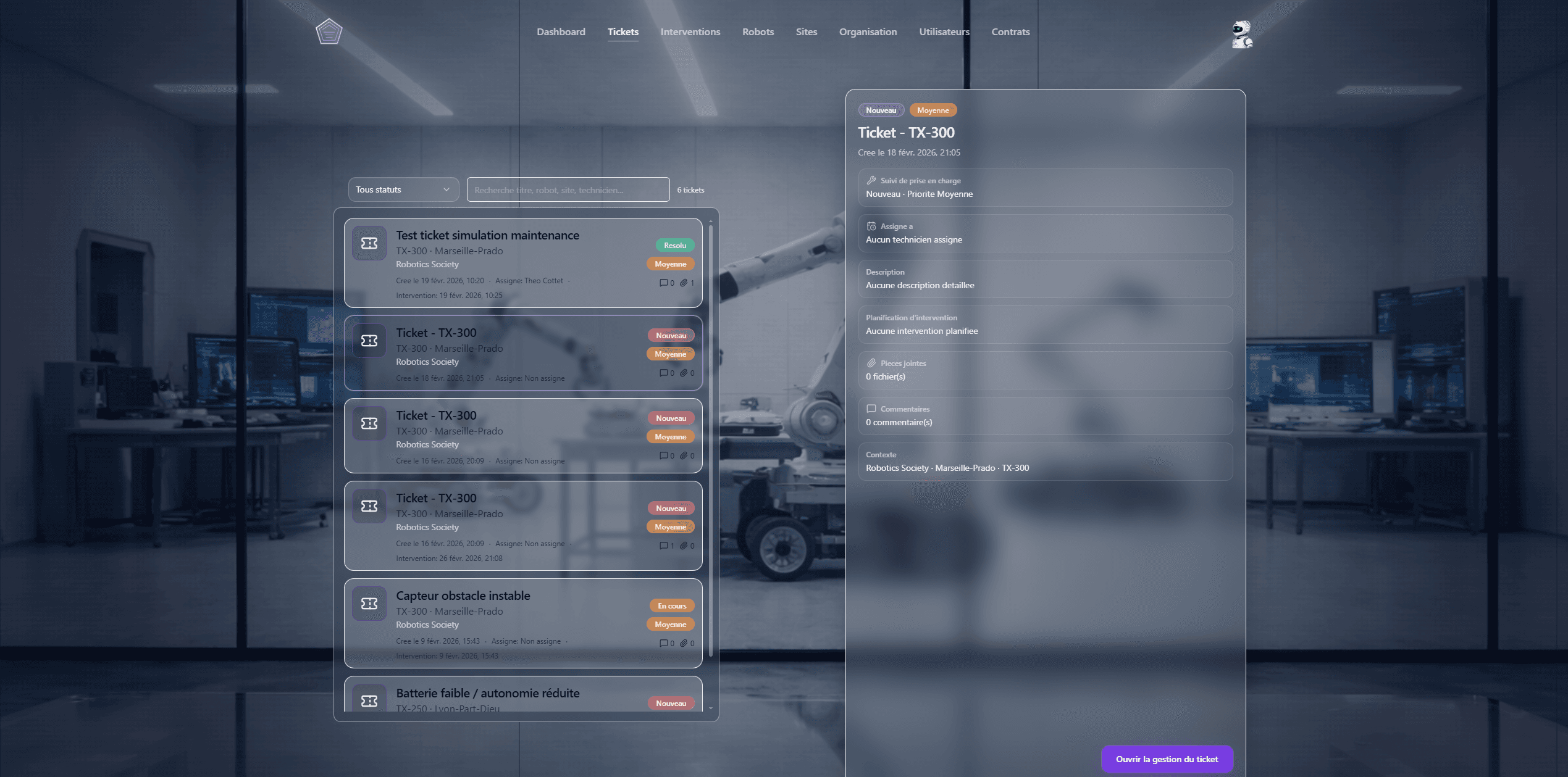 Gestion détaillée d'un ticket client
